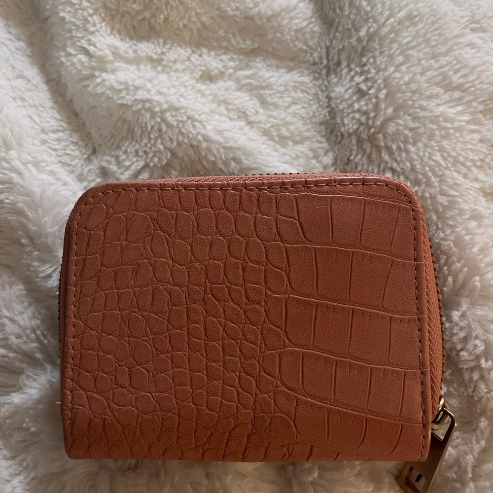 A New Day Orange and Pink Wallet with Croc-Embossed Texture